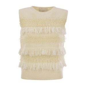 VANISE Women's Sleeveless Knit Sweater with Fringe Detail Women BUTTER T-Shirts